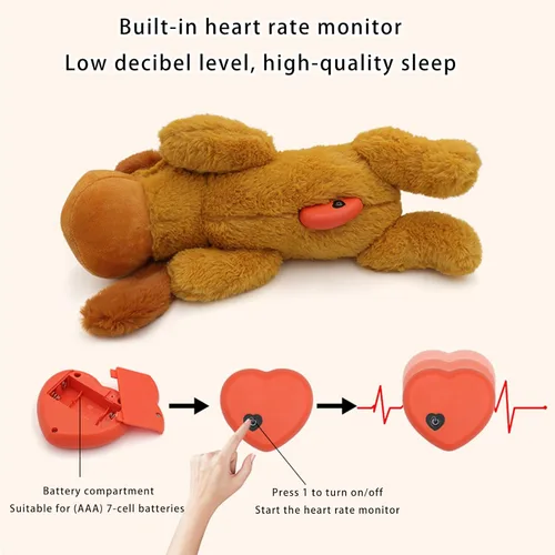 Vista 2 de ordinarYone Interactively Plush Dog Toy Realistic Simulation to Reduce Anxieties and Promote Sleep for Anxious Pet