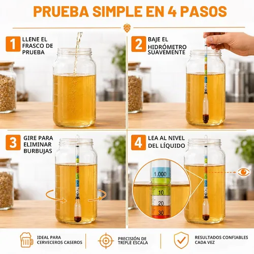 Vista 3 de FastRack Hidrómetro de triple escala - Hidrómetro ABV - Hidrómetro de gravedad específica para probar con precisión el ABV y la gravedad específica