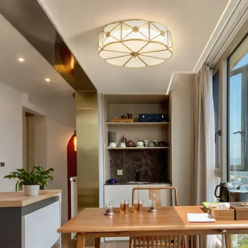 Vista 5 de Lámpara de techo empotrada de latón, lámpara de techo LED con 3 luces en forma de flor, pantalla de vidrio esmerilado, luz moderna cerca de techo