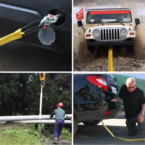 Vista 5 de 6 correas de elevación de 1 pulgada x 8 pies, correa de elevación resistente con 2 bucles reforzados, resistencia a la rotura de 5000 libras