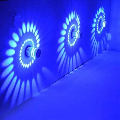 Vista 2 de Lámpara de Pared Espiral RGB Colorida con Agujero para Instalación en Superficie Decoración del Hogar Luz LED Luminaria Iluminación