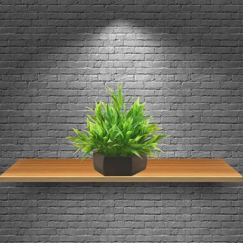 Vista 7 de Planta artificial de hojas de bambú (verde) con maceta hexagonal de madera (marrón), altura 7.9 in, plantas artificiales para decoración del hogar