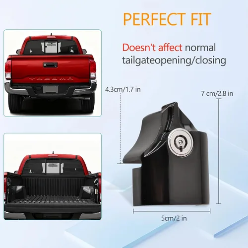 Vista 3 de Cerradura antirrobo para portón trasero compatible con Toyota Tacoma 2016-2023 Cerradura de puerta trasera con llaves hechas de aleación de zinc