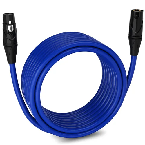 Vista 112 de LyxPro Cable de micrófono XLR hembra a macho de ángulo recto de 3 pines de 1.5 pies para altavoces amplificados, interfaz de audio, rendimiento