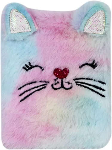Vista 9 de BOLLEY JOSS Lovely Animal Notebook Kids Plush Diary for Girls Women Teens Cute Cat Fuzzy Journal Writing Pad A6 Ruled 160 Pages