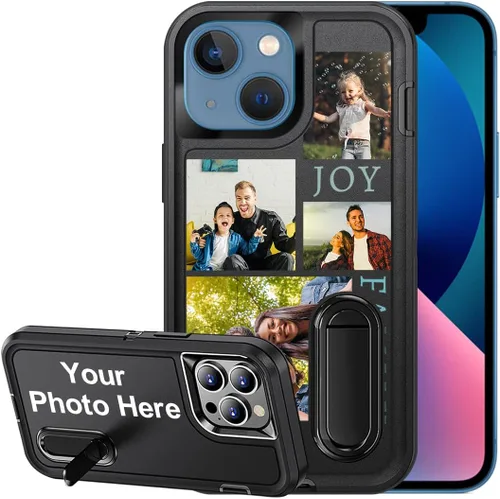 Vista 10 de Funda personalizada para iPhone 13, soporte incorporado/función atril, protección resistente a los arañazos, cubierta de fotos personalizada