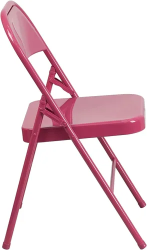 Vista 8 de Flash Furniture HERCULES COLORBURST Series - Silla plegable de metal con doble bisagra y triple apoyo, color fucsia