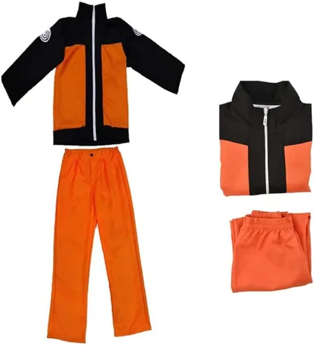 Vista 4 de JIAJIAMIN Disfraz completo de Uzumaki de Halloween para niños, con cremallera, chaquetas y pantalones, para niños de 3 a 12 años