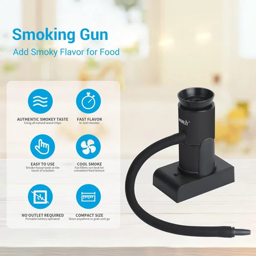 Vista 2 de BORUIT Pistola para Ahumar Cóctel Incluye Virutas de Madera y Accesorios, Ahumador Portátil para Bebidas, Kit de Infusión de Humo