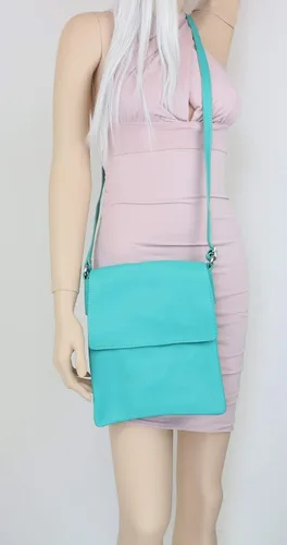 Vista 7 de Bolso de hombro cruzado de cuero suave italiano para mujer con cremallera