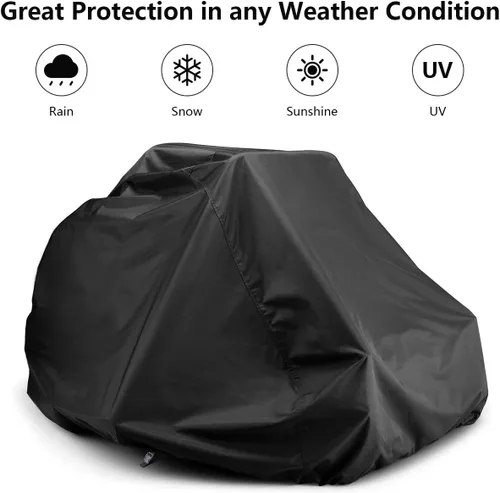 Vista 5 de Funda para cortacésped de giro cero, ajuste universal 600D poliéster Oxford, resistente a la intemperie UV con hebilla resistente al viento, cordón