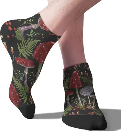 Vista 9 de devor Crew Socks for Men Cotton Men's Sock Ankle Socks Humor Mushrooms Funny Mushrooms Magic Mushrooms Plant Forest Socks