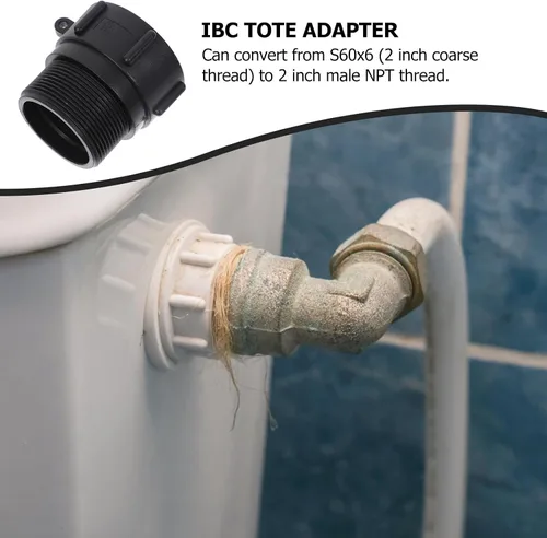 Vista 8 de IBC Tank Adapter S60x6mm to 2 Inch Male Npt, ABS Black