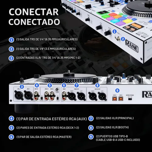 Vista 8 de Rane ONE MKII - Controlador motorizado Serato DJ Pro con 2 cubiertas, FX interno, control de Deep Stems para DJs de Scratch, clubes y eventos