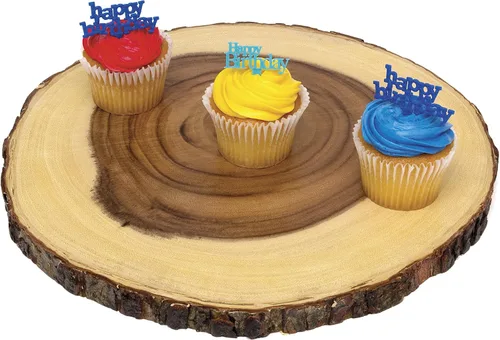 Vista 10 de Bandeja Lipper International de corteza de árbol de acacia para servir queso, galletas y aperitivos