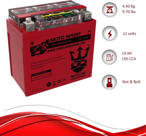 Vista 7 de Neptune Brand YTX14-BS - Batería de repuesto de gel de alto rendimiento para Kawasaki ZX1100-D Ninja ZX-11 (CN) 93-94