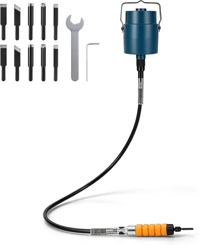 Vista 8 de YUCHENGTECH Herramienta eléctrica de tallado de cincel, cincel eléctrico para tallar madera, kit de máquina de eje flexible para colgar con 5