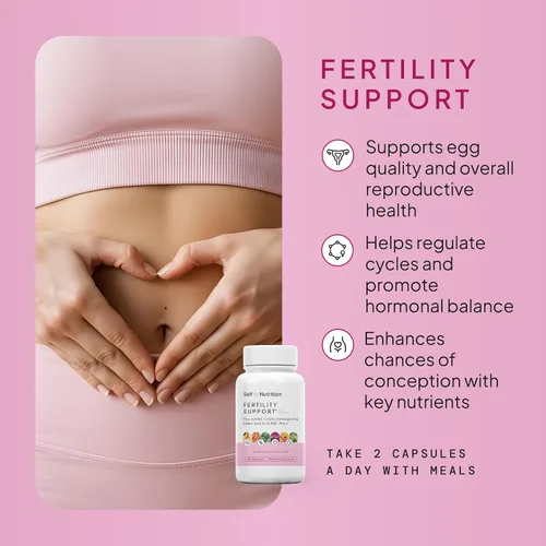 Vista 3 de Apoyo para la fertilidad de SELF NUTRITION para mujeres Concepción para ella, coenzima Q10, ashwagandha, mioinositol y más Apoyo
