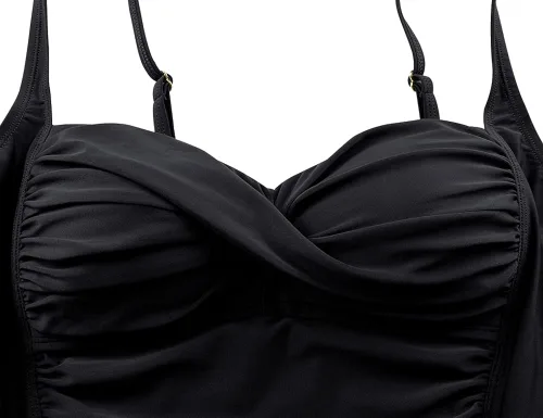 Vista 4 de Hilor Trajes de baño tankini para mujer, con pliegues en la parte delantera, trajes de baño retro
