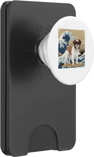 Vista 8 de Shih Tzu Japanese Kanagawa Wave Surfing Dog Lover PopSockets Adhesive PopGrip