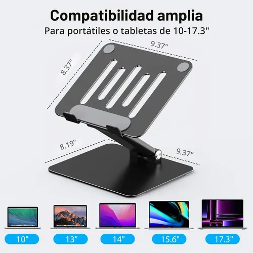 Vista 5 de Tonmom Soporte ajustable para computadora portátil, elevador plegable