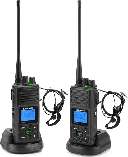 Vista 10 de SAMCOM Walkie Talkies Radios recargables de dos vías de largo alcance con auriculares, radios de 2 vías SAMCOM UHF transceptor portátil Walky Talky