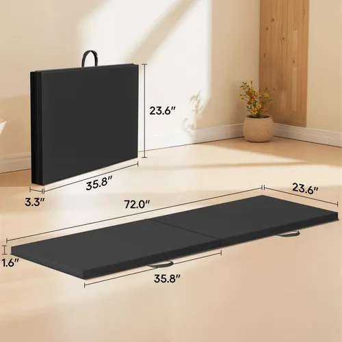Vista 2 de Gymnastics Tumbling Mat Portable Gymnastics Mat Foldable Tumbling Mat 2ft W 6ft L/4ft W 6ft L/4ft W 8ft L/4ft W 10ft Exercise Mat Yoga Mat with