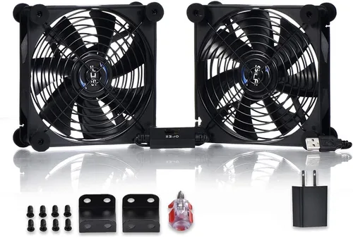 Vista 8 de Ventilador de control dual USB de 4.724 in, ventilador de refrigeración portátil de 5 V para receptor de TV de pantalla plana, router, DVR