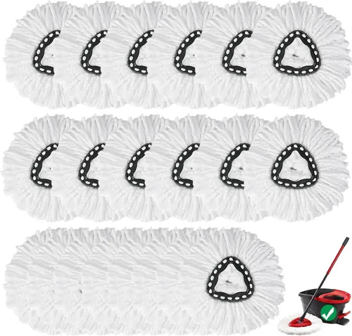 Vista 13 de 4 piezas de cabezal de repuesto para fregona giratoria, 100% cabezales de trapeador de microfibra compatibles con fregona giratoria triangular