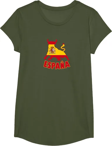 Vista 76 de Spain Espana with Bull and National Flag/Present T-Shirt Asphalt Grey