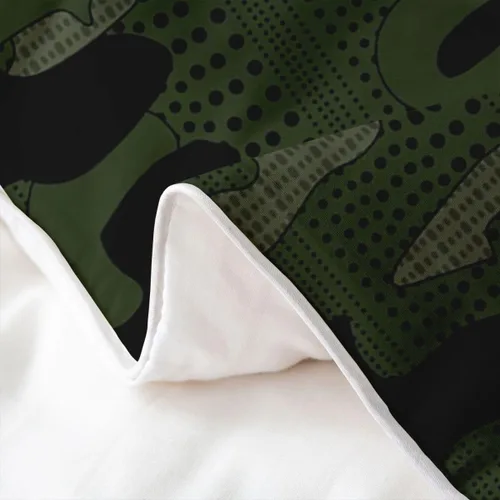 Vista 5 de jejeloiu Funda de edredón de camuflaje 100% algodón, tamaño individual, ropa de cama de camuflaje, juego de funda de edredón de algodón