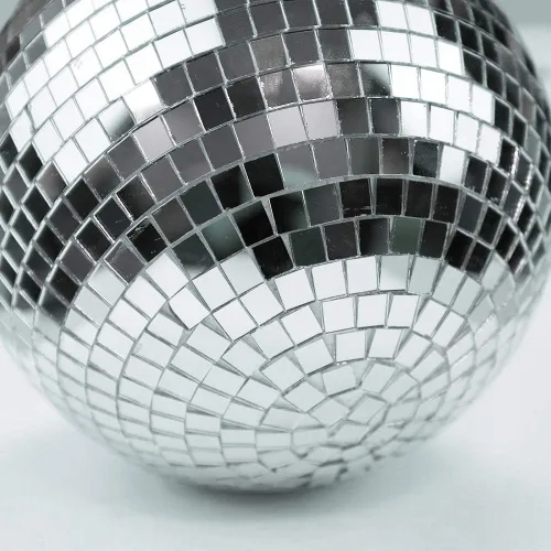 Vista 4 de Boshen Bola de espejo de discoteca de 6 pulgadas con anillo para colgar, luz de bola de discoteca plateada para fiesta, Navidad, DJ, escenario