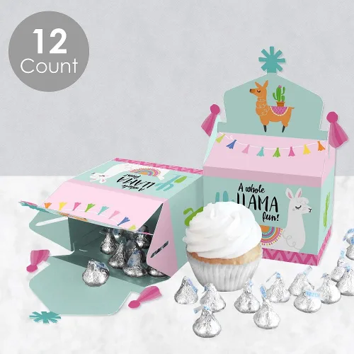 Vista 3 de Big Dot of Happiness Whole Llama Fun – Caja de regalo para fiestas – Fiesta de llamas, baby shower o fiesta de cumpleaños, cajas de golosinas