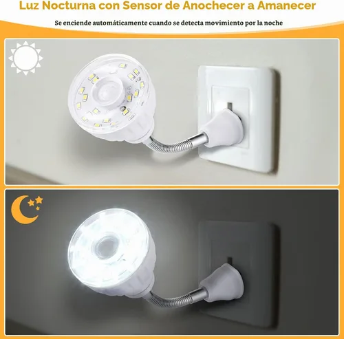 Vista 4 de Paquete de 3 luces LED de noche activadas por movimiento, luz con sensor Blanco frío