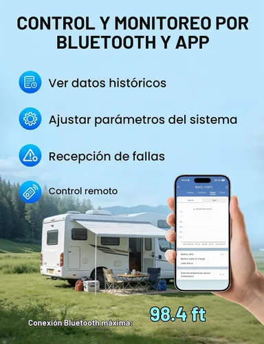 Vista 6 de Controlador de carga solar ECO-WORTHY MPPT 12V/24V 20A con Bluetooth