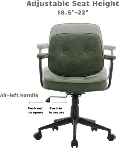 Vista 5 de HEAH-YO Juego de 1 sillas de escritorio modernas sin brazos, silla giratoria para computadora con ruedas y reposabrazos, silla de oficina ajustable