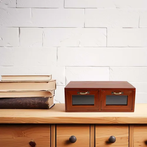 Vista 6 de Monitor elevador de madera con cajón de acrílico para configuración ergonómica de escritorio