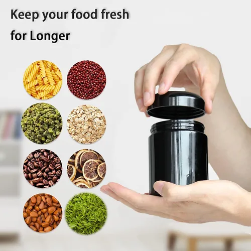 Vista 5 de Matoolser Tarro de almacenamiento hermético de vidrio negro 100ml con protección UV para café y especias