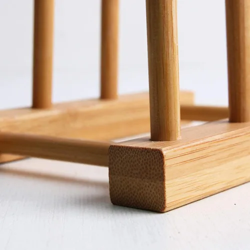 Vista 7 de Kunovo Estantería de Platos de Bambú, Organizador de Tapas de Olla/Platos/Tablas de Cortar para Gabinetes de Cocina, Soporte de Secado de Botellas 3G