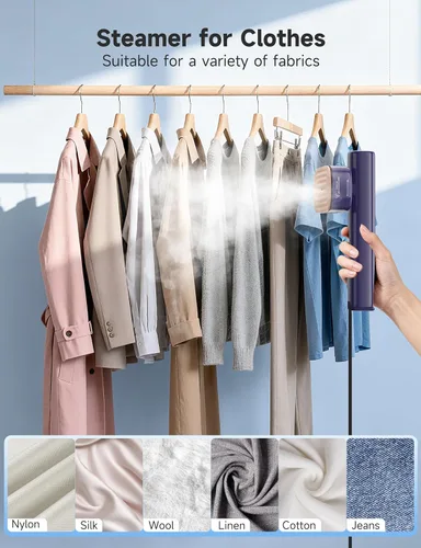 Vista 4 de Vaporizador para ropa, potente plancha de vapor portátil de 1200 W, calentamiento rápido de 15 segundos, tanque de 3.5 fl oz, vapor continuo de 20