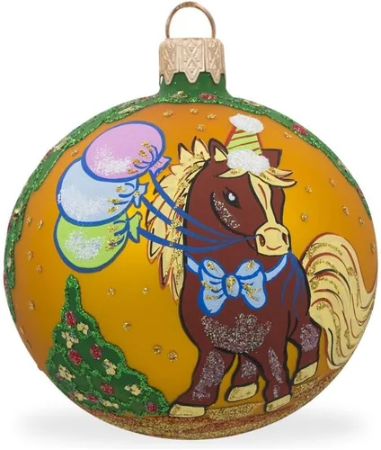 Vista 5 de Caballo con globos flotantes bola de cristal adorno de Navidad 3.25 pulgadas