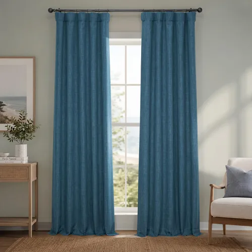 Vista 75 de HPD Half Price Drapes - Cortinas de lino sintético para sala de estar (2 paneles) - 100 pulgadas de ancho x 84 pulgadas de largo - Cortinas
