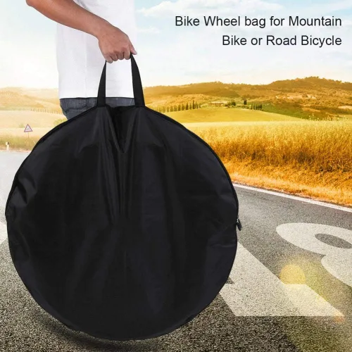 Vista 3 de Yosoo Negro Nylon Bicicletas Rueda Bolsa de transporte Traje para Mountain Road Bike Ruedas delanteras y traseras 27,5 y 29 pulgadas Opcional