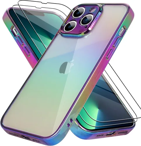 Vista 47 de Bonoma Funda magnética para iPhone 13 【Soporte para Magsafe】Protector de cámara de lujo de cristal fluorescente iridiscente con láser brillante + 2