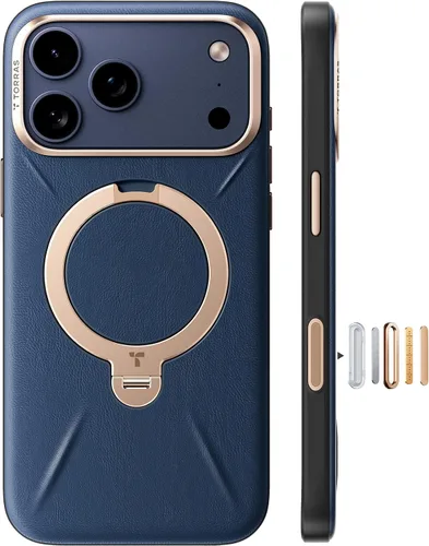 Vista 9 de TORRAS Q3 VegSkin - Funda de piel para iPhone 17 Pro Max, soporte magnético de 360 grados, compatible con MagSafe, control de cámara, a prueba