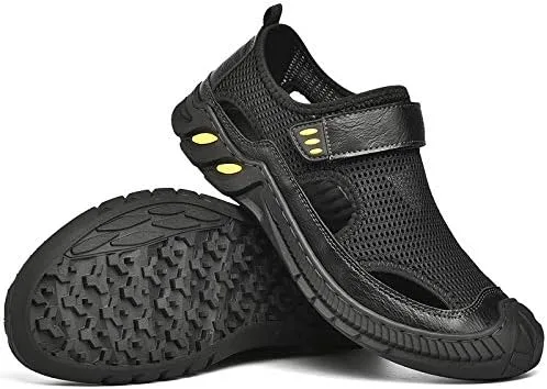 Vista 2 de LZDZN Sandalias Zapatos para hombre Zapatillas de verano Sandalias de cuero transpirable al aire libre Casual Playa Flip Flops Hombre Deporte Punta