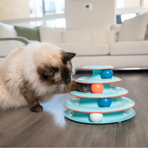 Vista 8 de Petstages - Juguete interactivo para gatos Chase Meowtain de 4 niveles