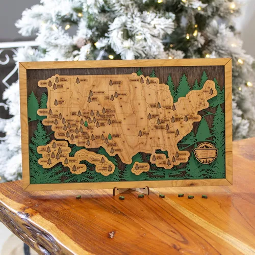 Vista 3 de Mapa de Viaje de Parque Nacional de Madera (Tu Nombre Personalizado)