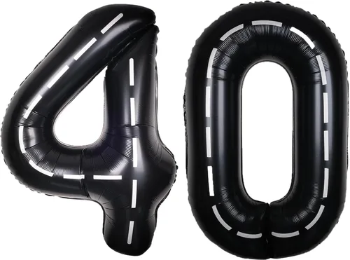 Vista 51 de Coche de carreras de 40 pulgadas, color negro, número 0, gran pista de carreras de helio, 0-9, gigante, digital, 0º papel de aluminio de Mylar