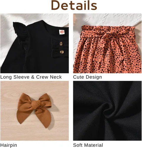 Vista 4 de Aalizzwell Traje de otoño para niñas pequeñas con horquilla